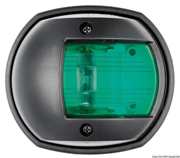 Compact 12 LED Navigation Lights-112,5° right green-Black