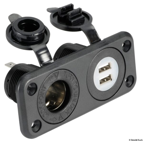 Lighter socket + double USB Black