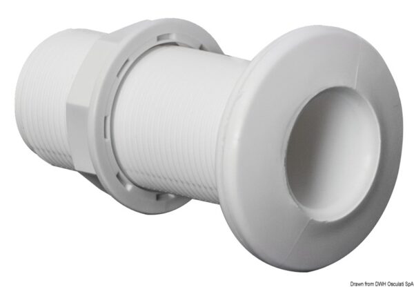 Threaded Seacock White Plastic -1 1/4"