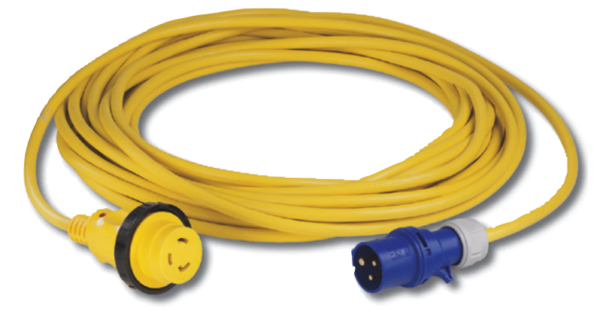 Cordset, 16A 230V, 1M, With European Plug, Yellow