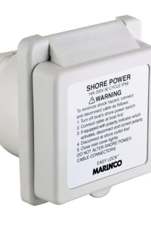 Inlet, 16A 230V, Square, White, With Label