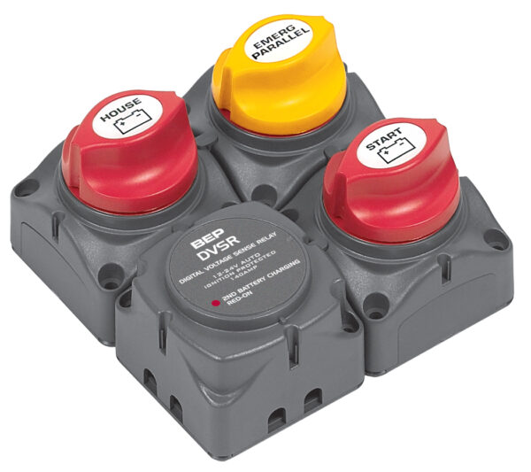 Square Battery Distribution Cluster for Single Engine with Two Battery Banks