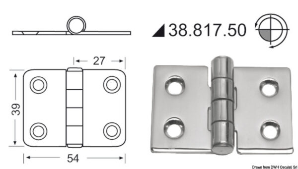 Hinge standard pin 54x39 mm