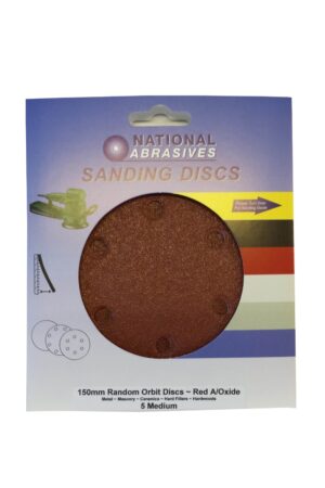 150mm R/O Sanding Discs Red aluminium oxide fine 5 pack