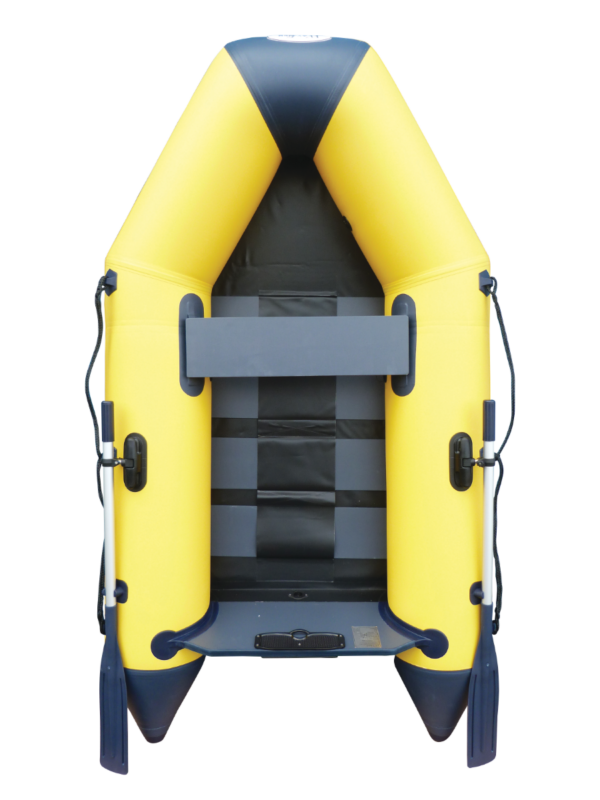 2.50m Yellow WavEco Ultra inflatable boat with a solid transom & slatted Floor