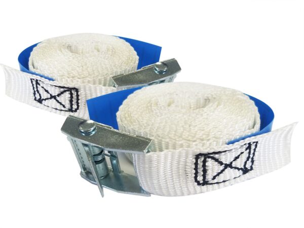 300kg Cam Roof Rack Straps-5m (White Pair)